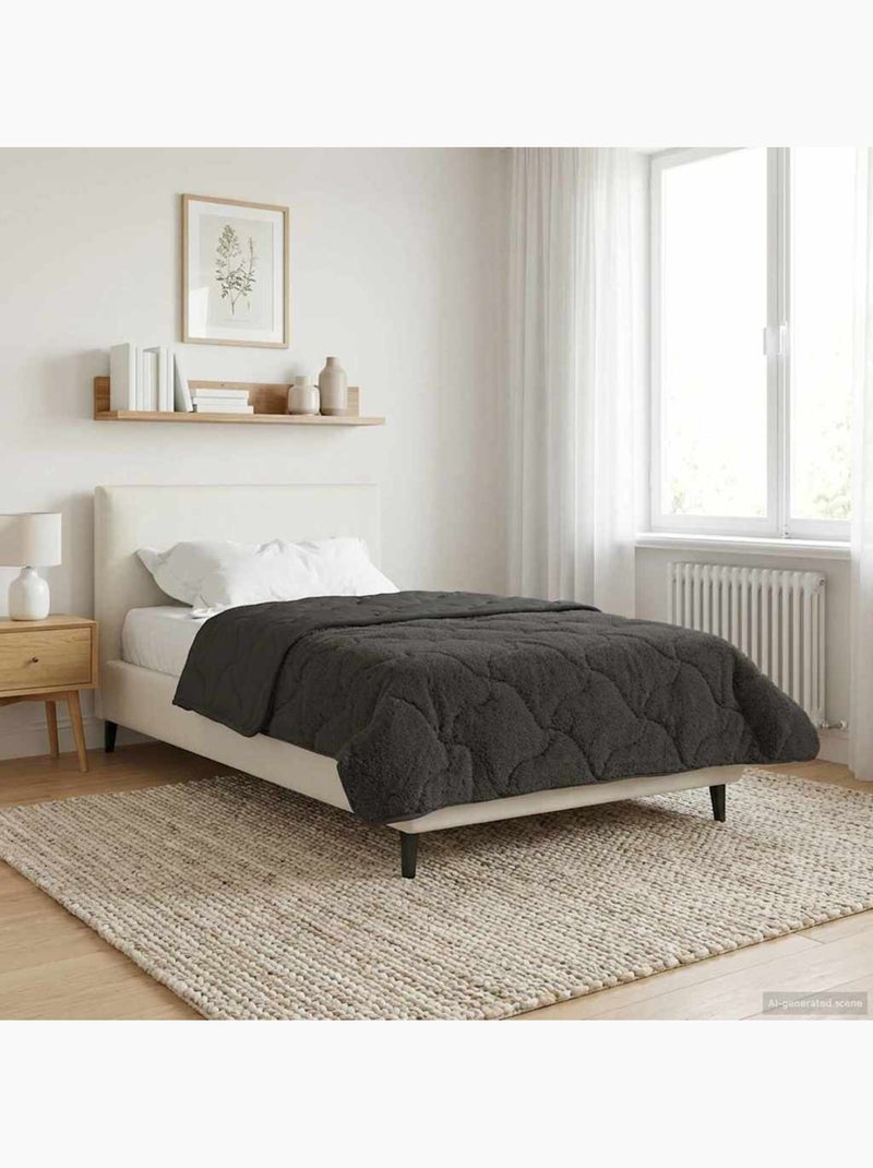 Couette d’été matelassée microfibre effet teddy anthracite - vidaxl gris anthracite - Kiabi