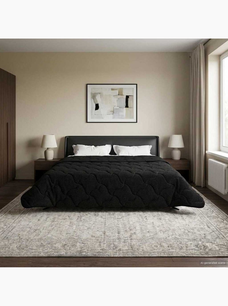 Couette d’été matelassée microfibre effet teddy anthracite - vidaxl Noir - Kiabi
