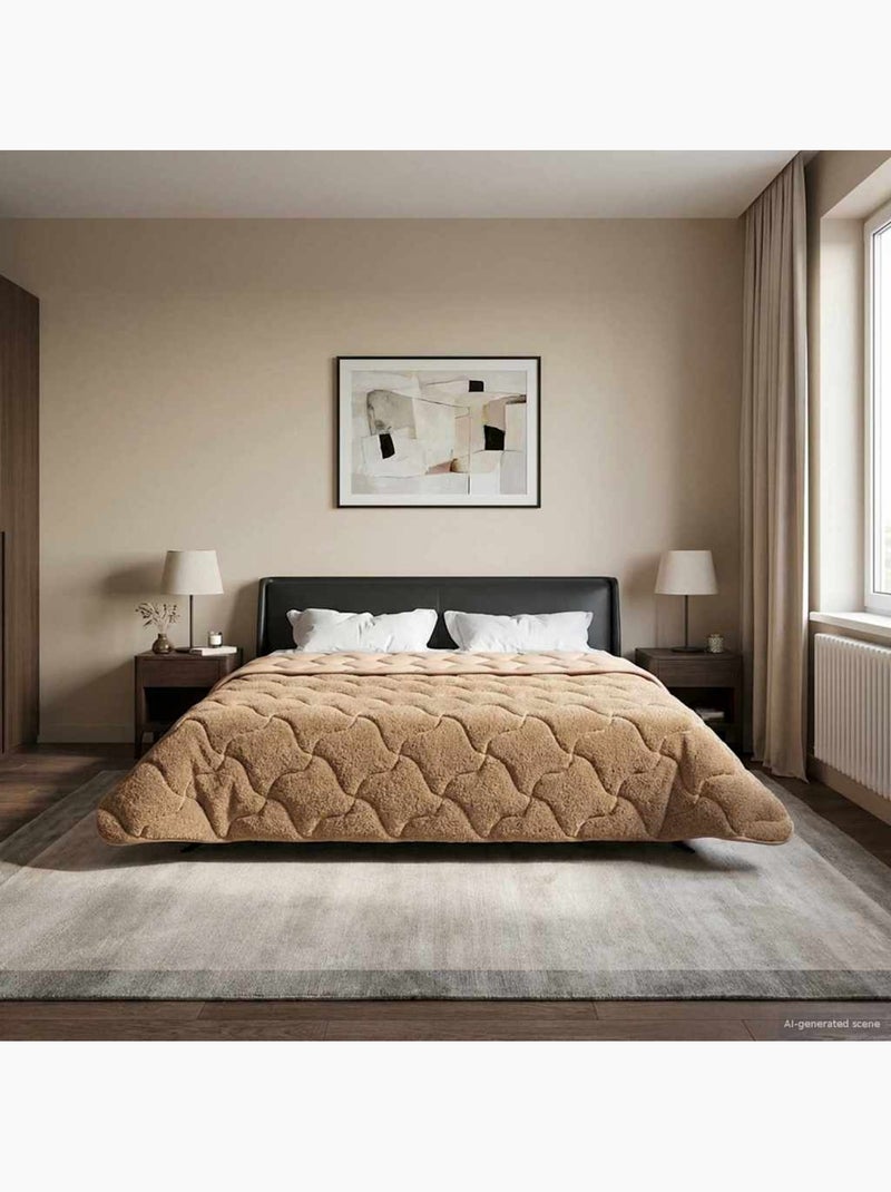 Couette d’été matelassée microfibre effet teddy anthracite - vidaxl Taupe - Kiabi
