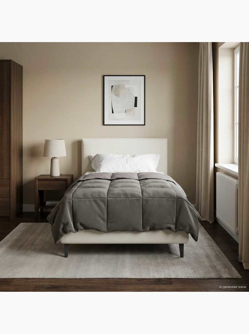 Couette d’été matelassée réversible velours microfibre - vidaxl Gris clair - Kiabi