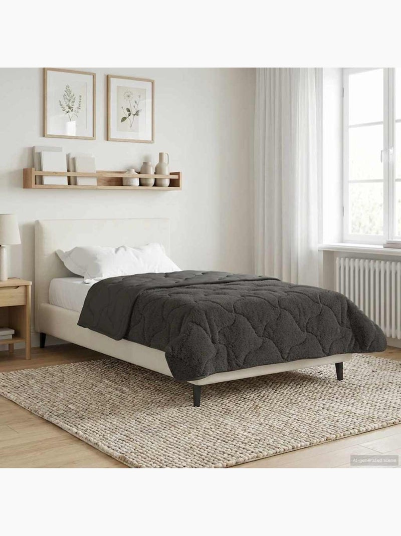 Couette d’hiver réversible matelassée effet doudoune - vidaxl gris anthracite - Kiabi