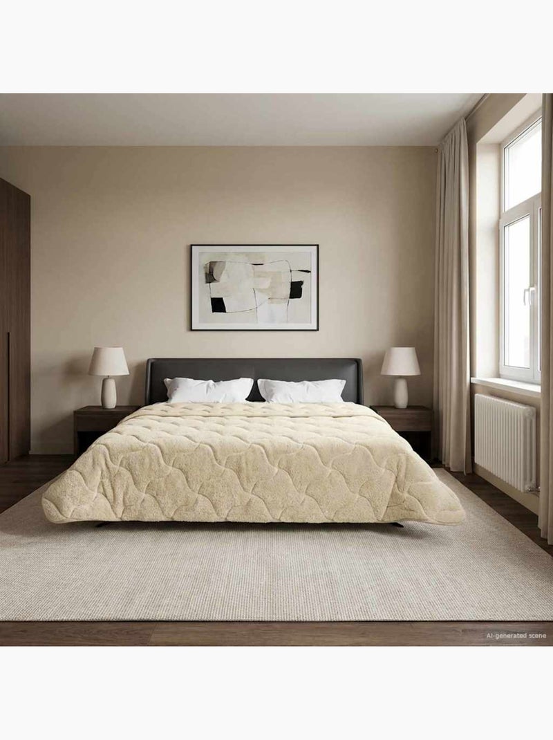 Couette d’hiver réversible microfibre et teddy foncé - vidaxl Crème - Kiabi