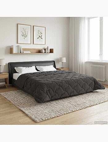 Couette d’hiver réversible microfibre et teddy foncé - vidaxl