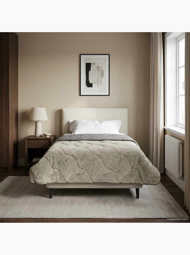 Couette d’hiver réversible microfibre et teddy foncé - vidaxl Gris clair - Kiabi
