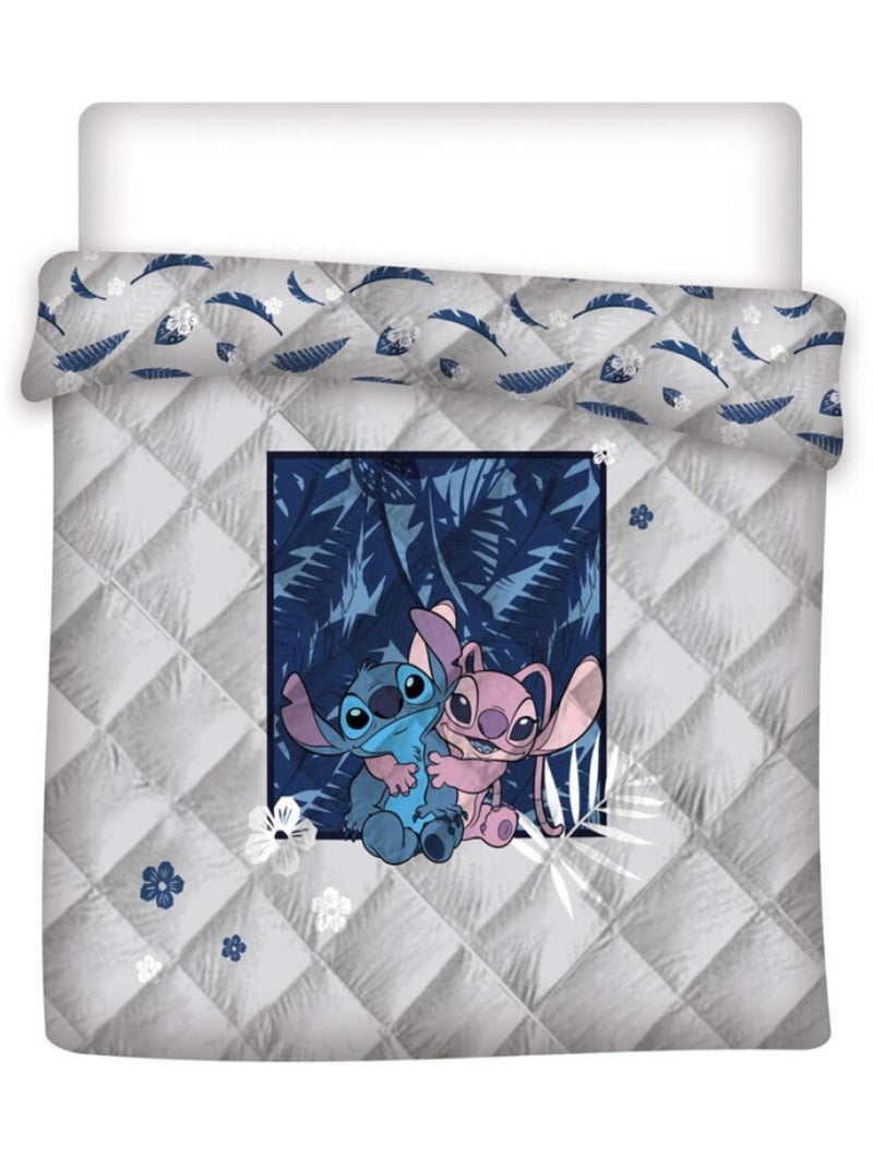 Couette Enfant Lilo et Stitch Disney Matelassée Imprimée Réversible Lit 2 places, ANGEL Gris - Kiabi