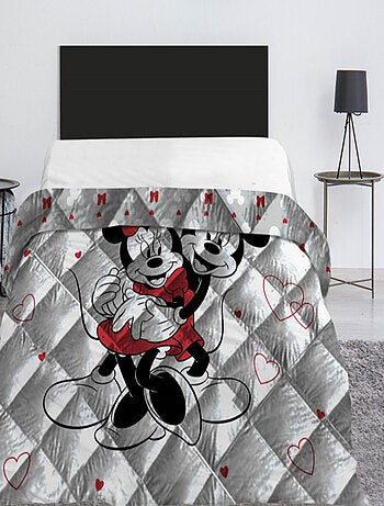 Couette Enfant Minnie et Mickey, Matelassée Imprimée Réversible Lit 2 Places, LOVE