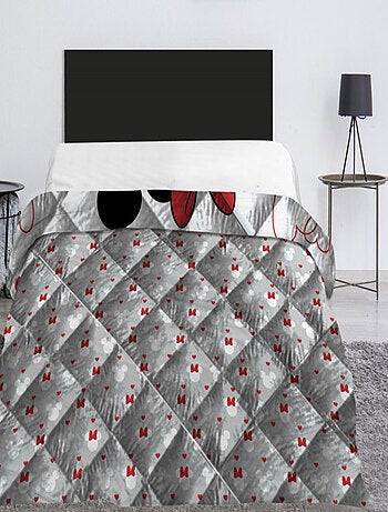 Couette Enfant Minnie et Mickey, Matelassée Imprimée Réversible Lit 2 Places, LOVE