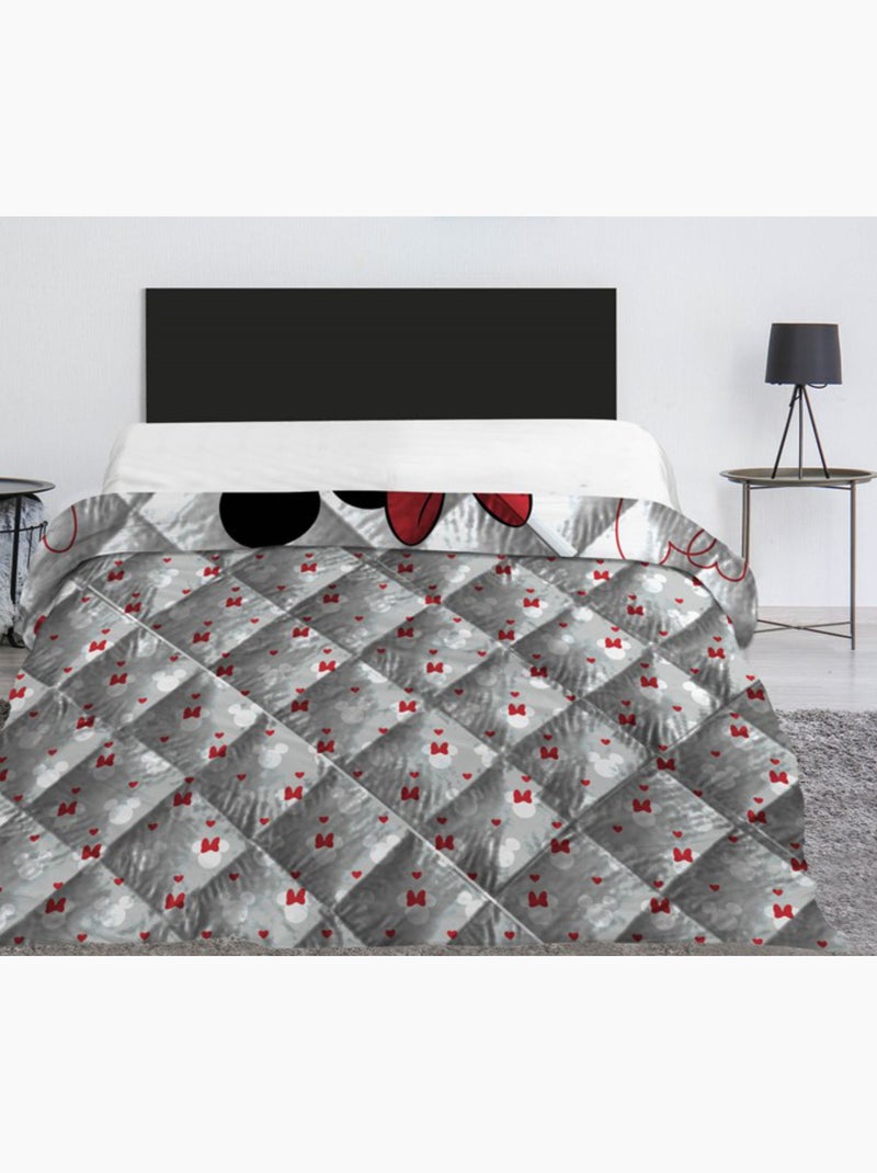 Couette Enfant Minnie et Mickey, Matelassée Imprimée Réversible Lit 2 Places, LOVE Multicolore - Kiabi