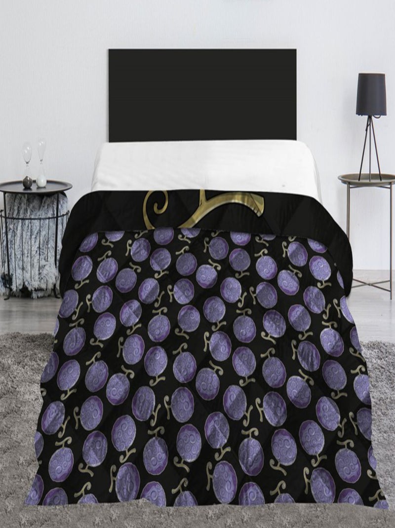 Couette Enfant One Piece Matelassée Imprimée Réversible Lit 2 places, FRUIT DU DEMON Noir - Kiabi