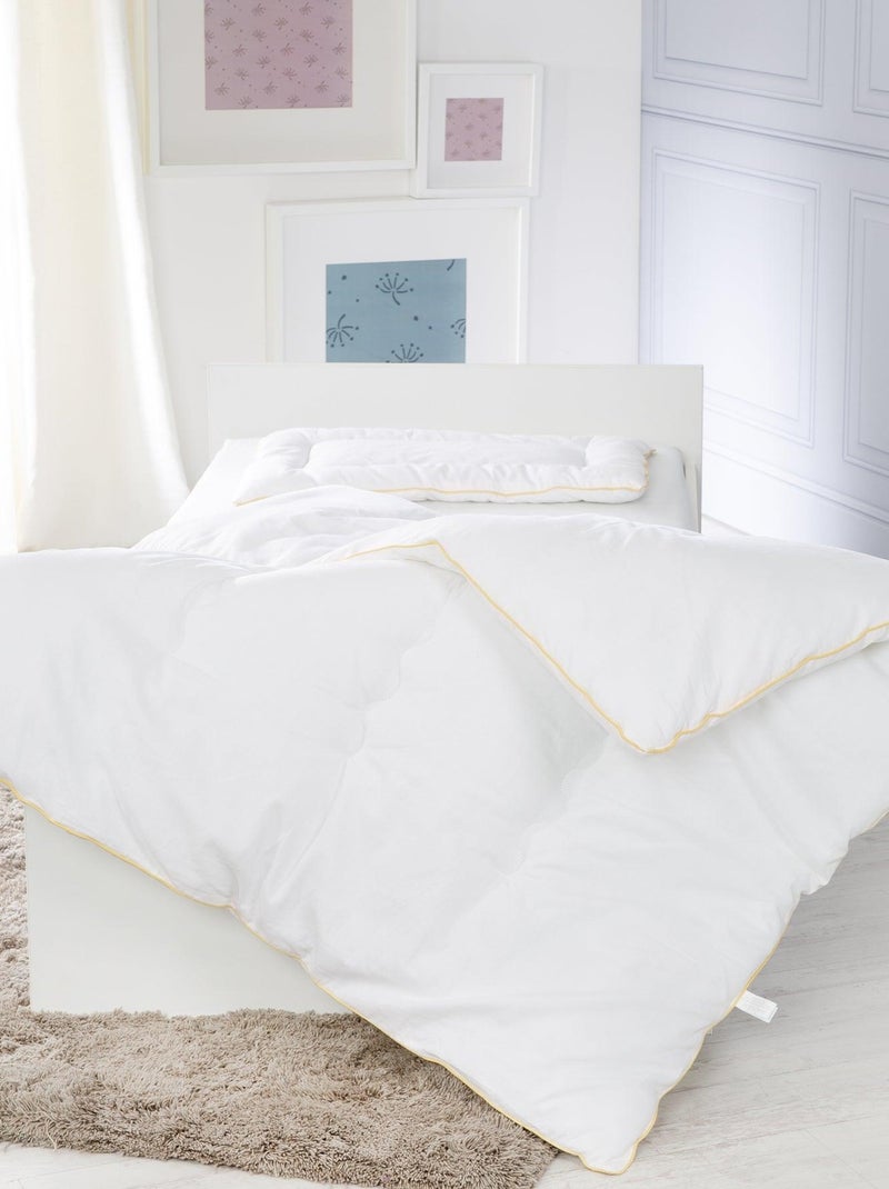 Couette et oreiller en coton blanc pour lit bébé et enfant - Parure toutes saisons 'Roba' Blanc Jaune - Kiabi