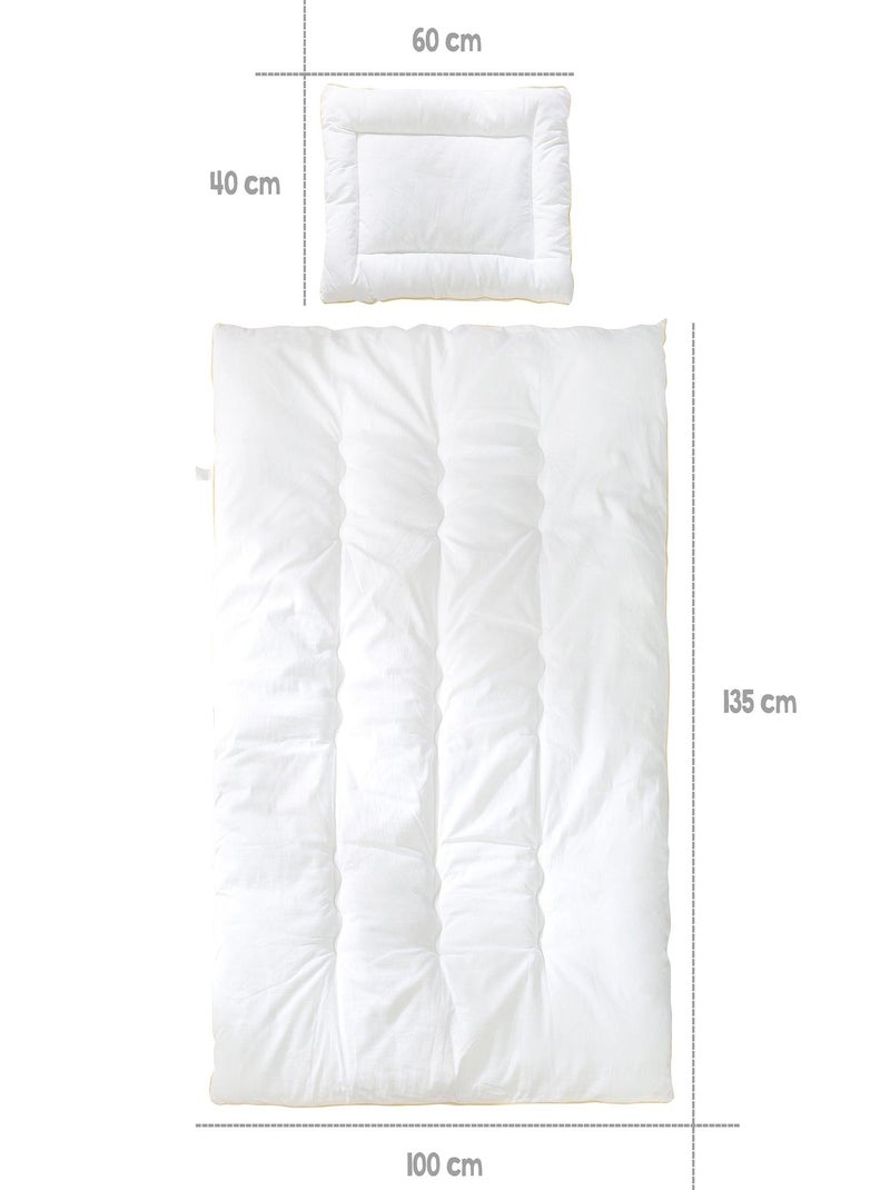 Couette et oreiller en coton blanc pour lit bébé et enfant - Parure toutes saisons 'Roba' Blanc Jaune - Kiabi