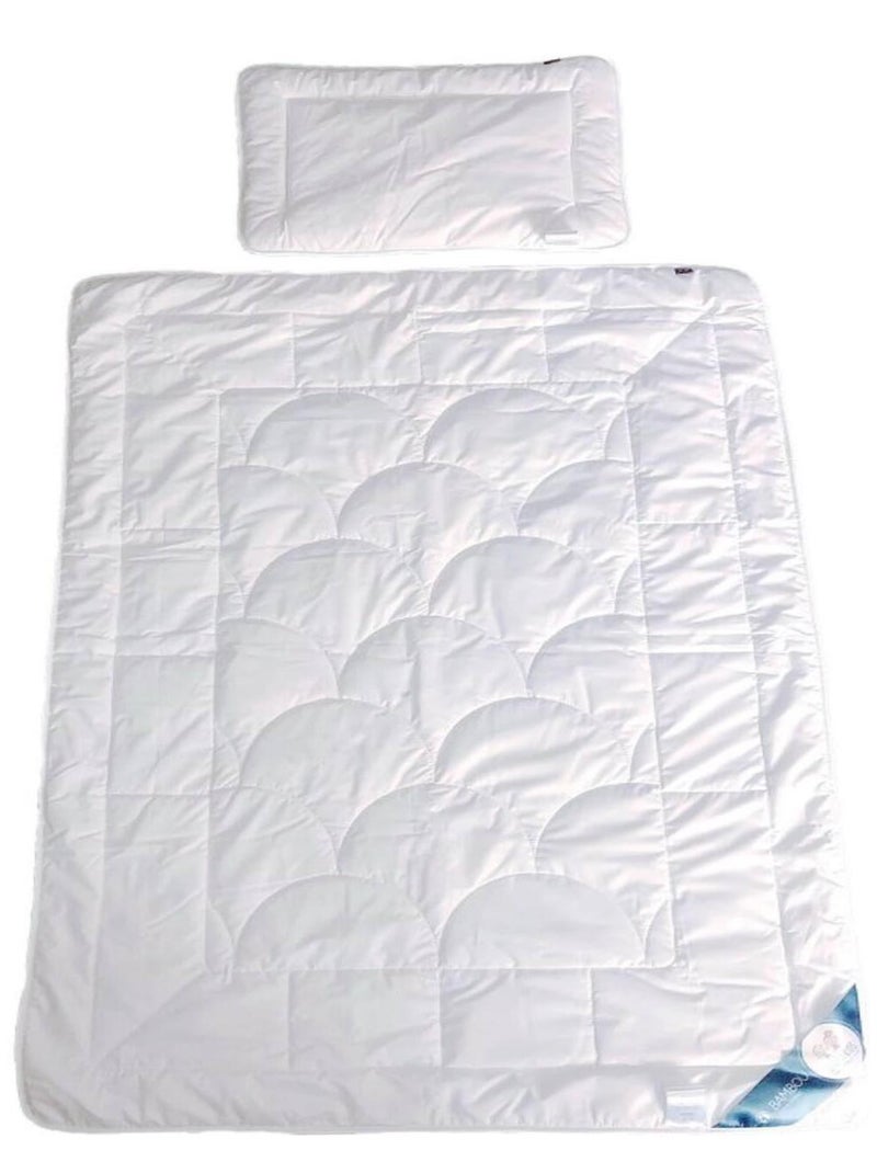 Couette et oreiller enfant en coton percale et bambou Blanc - Kiabi