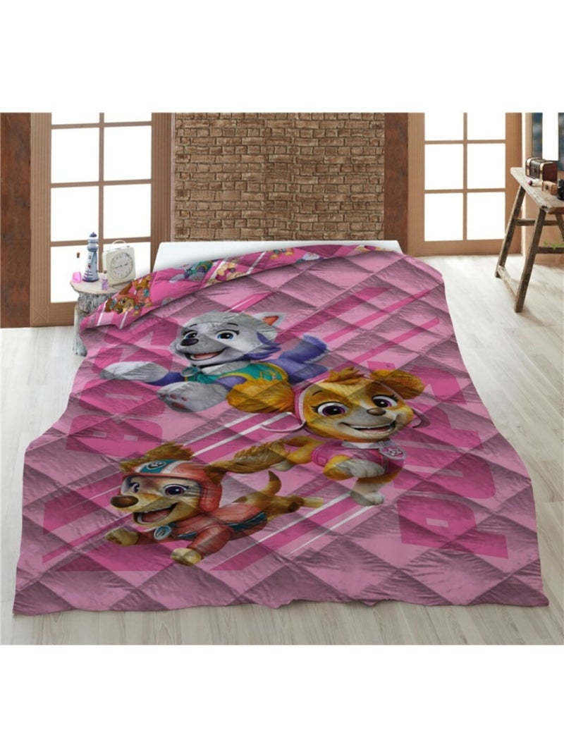 Couette Imprimée - La Pat'Patrouille Everest , Stella et Liberty Rose - 140x200 cm Rose - Kiabi