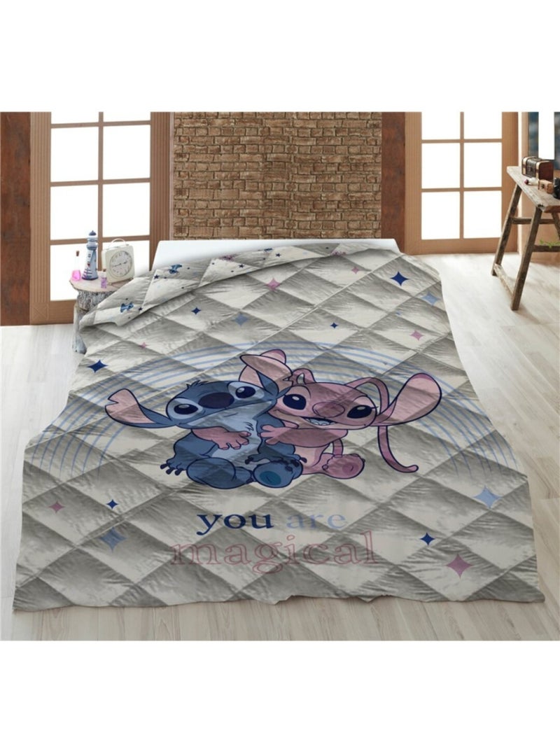 Couette Imprimée - Stitch & Angel (Lilo & Stitch) 140x200 cm Blanc - Kiabi