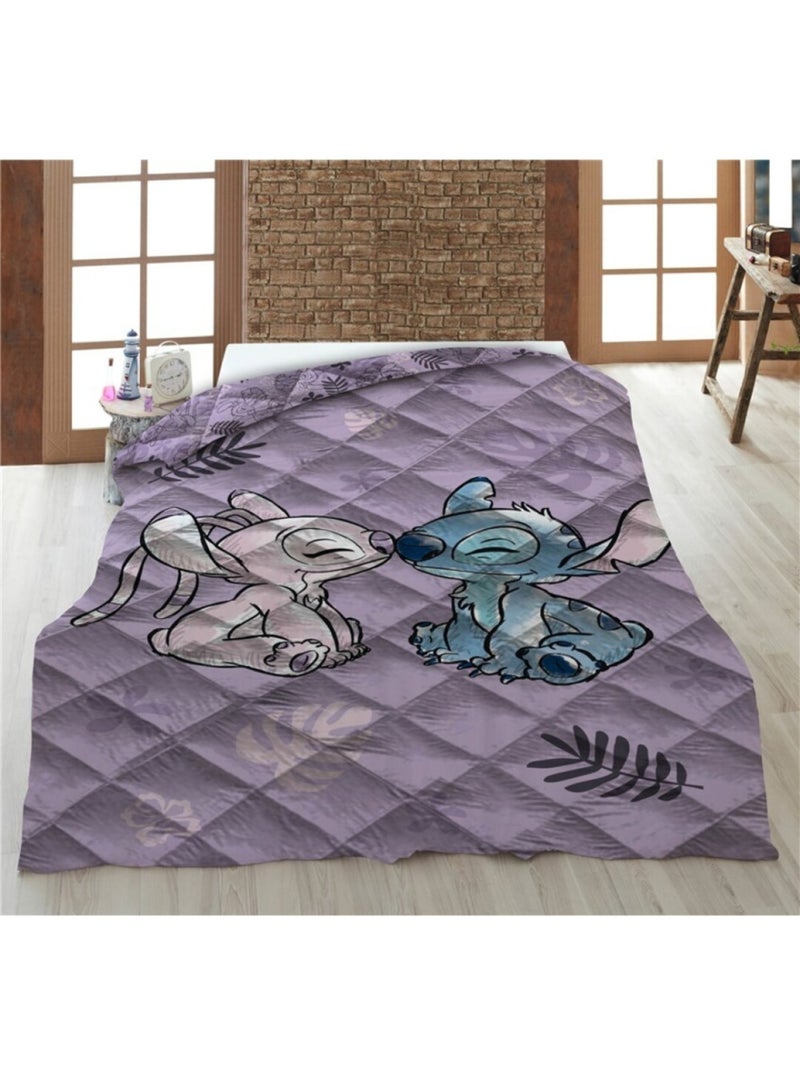 Couette Imprimée - Stitch & Angel (Lilo & Stitch) Violet 140x200 cm Blanc Violet Gris - Kiabi