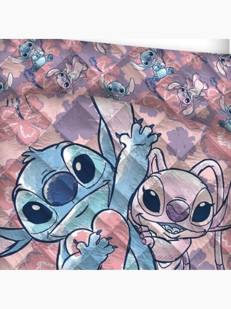 Couette Imprimée - Stitch Et Angel Avec Un Cœur - 140x200 cm Multicolore - Kiabi
