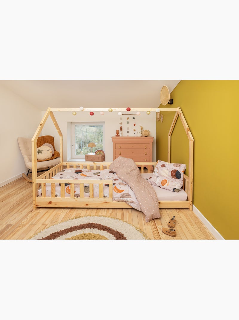 Couette imprimée + 2 taies d'oreiller coton imprimé sky dream Rose - Kiabi