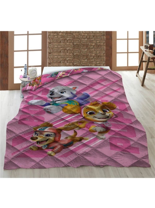 Couette Imprimée Enfant Pat Patrouille Rose, Lit 1 place, Réversible Matelassée 140x200 cm - Kiabi