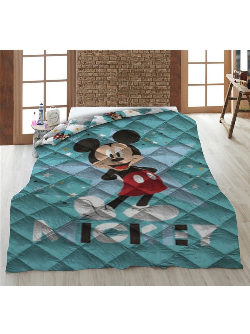 Couette imprimée réversible Mickey Disney - Bleu - 140 cm x 200 cm Bleu - Kiabi