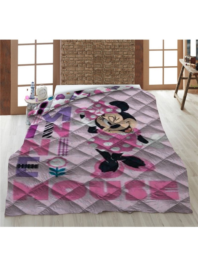 Couette imprimée réversible Minnie Mouse Disney - 140 cm x 200 cm Rose - Kiabi