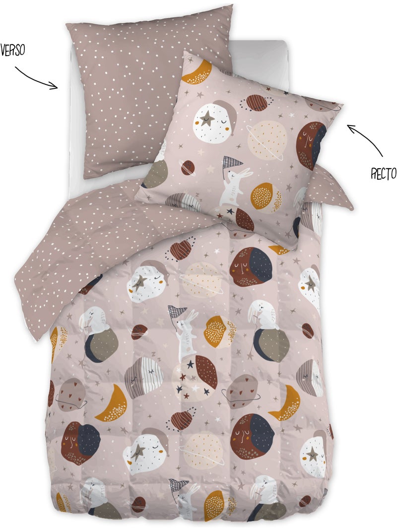 Couette imprimée sky dream - piquage carré - plusieurs tailles Rose - Kiabi