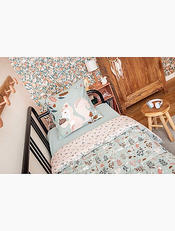 Couette imprimée tempérée - + 2 taies assorties - Ecureuil Tamia