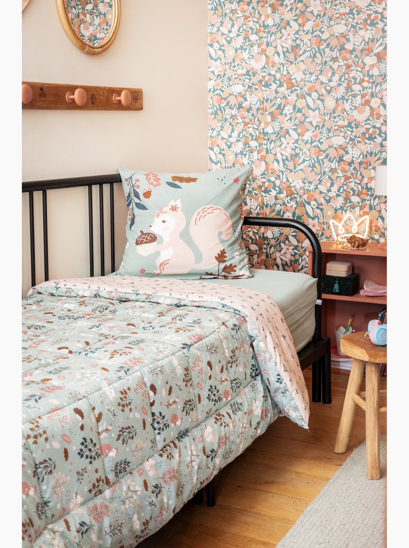 Couette imprimée tempérée - + 2 taies assorties - Ecureuil Tamia Multicolore - Kiabi