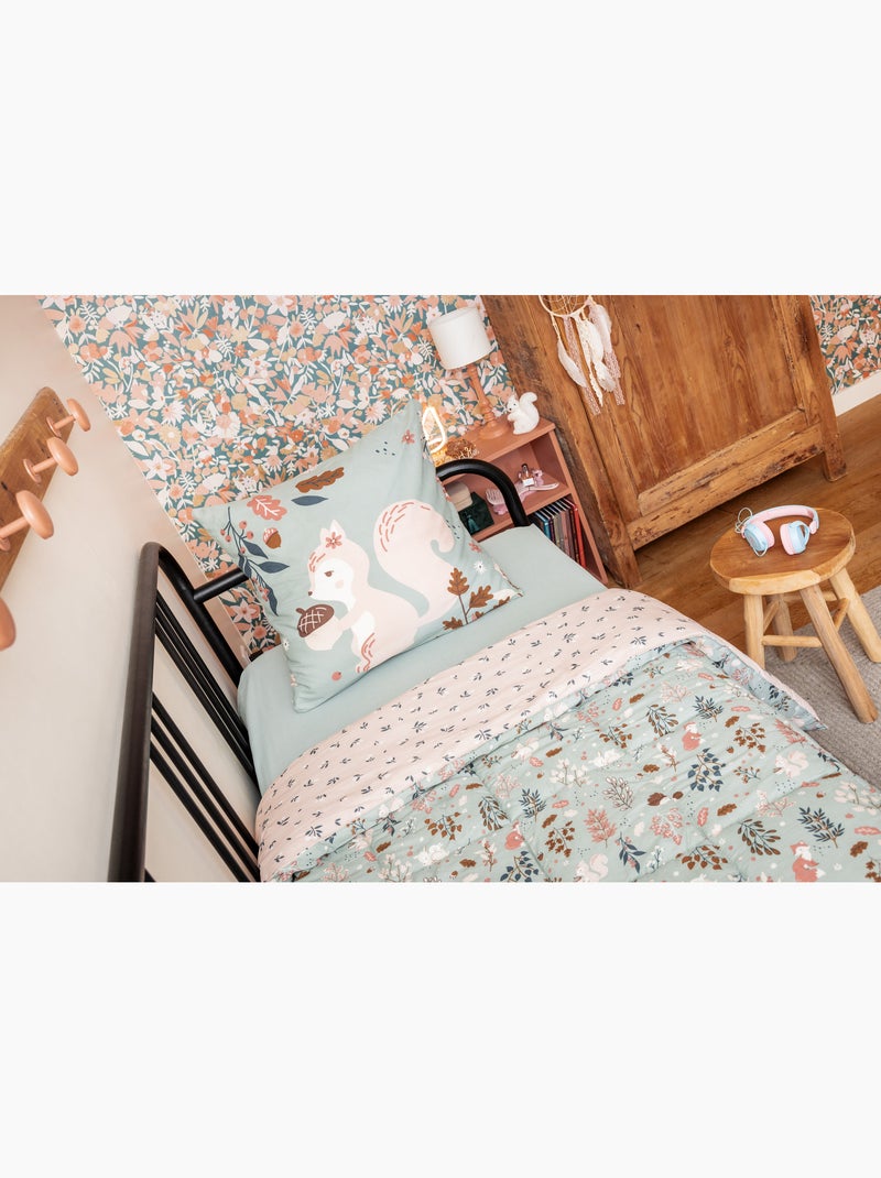 Couette imprimée tempérée - + 2 taies assorties - Ecureuil Tamia Multicolore - Kiabi