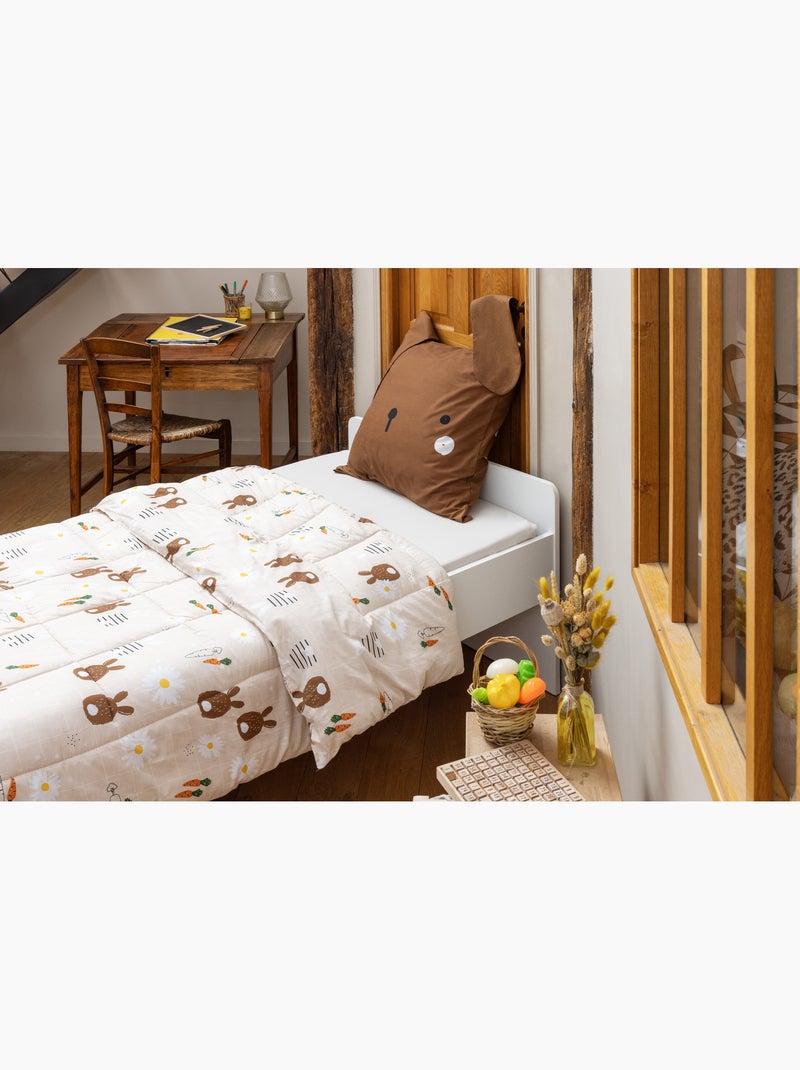 Couette imprimée tempérée - + 2 taies assorties - lapin pompon Beige - Kiabi
