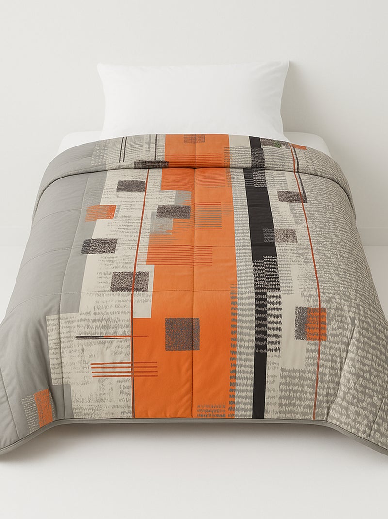 Couette Légère Double Face Géométrie Gris/Multicolore - Kiabi
