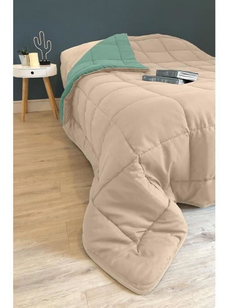 Couette légère réversible bicolore en microfibre 200 gr/m² Bleu turquoise - Kiabi