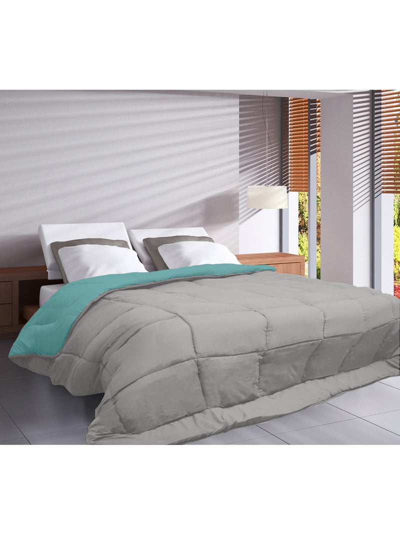 Couette légère réversible bicolore en microfibre 200 gr/m² Bleu turquoise - Kiabi
