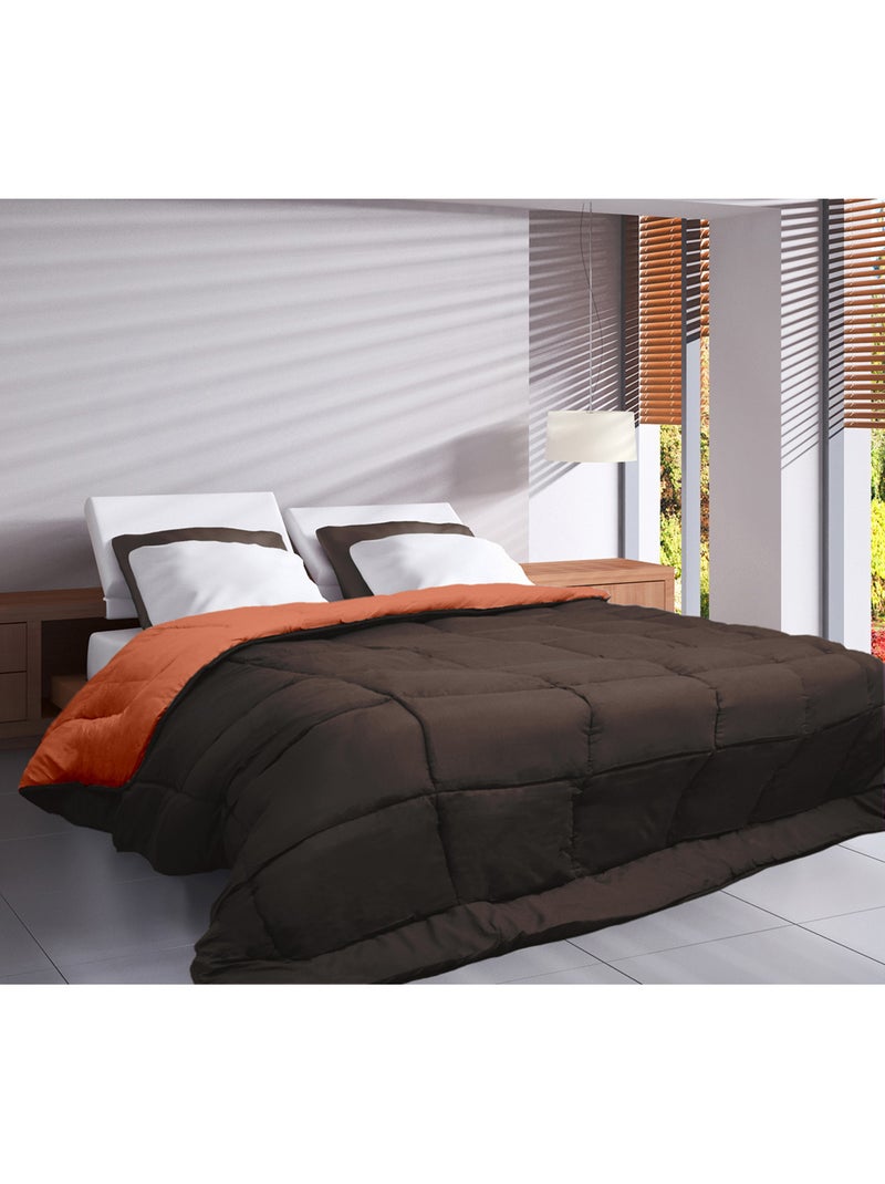 Couette légère réversible bicolore en microfibre 200 gr/m² Marron chocolat - Kiabi