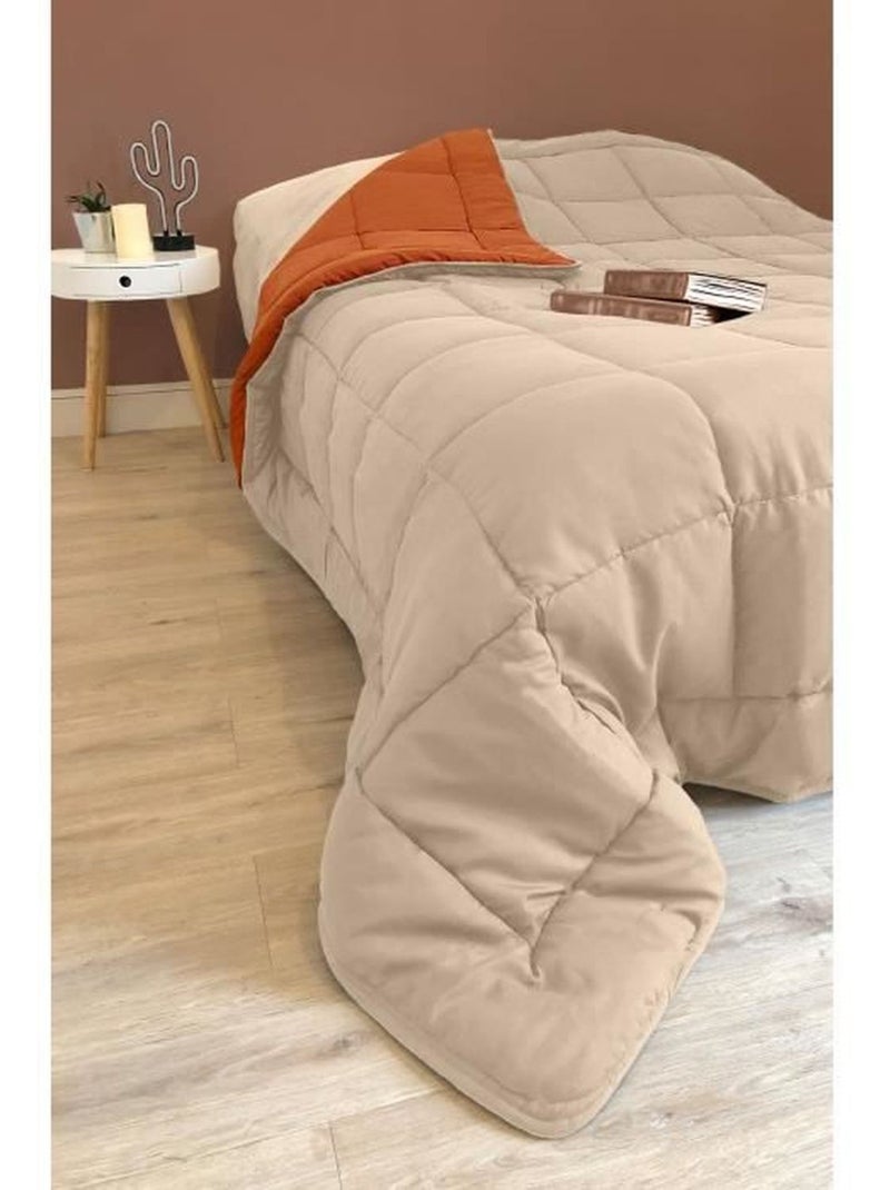 Couette légère réversible bicolore en microfibre 200 gr/m² Orange - Kiabi