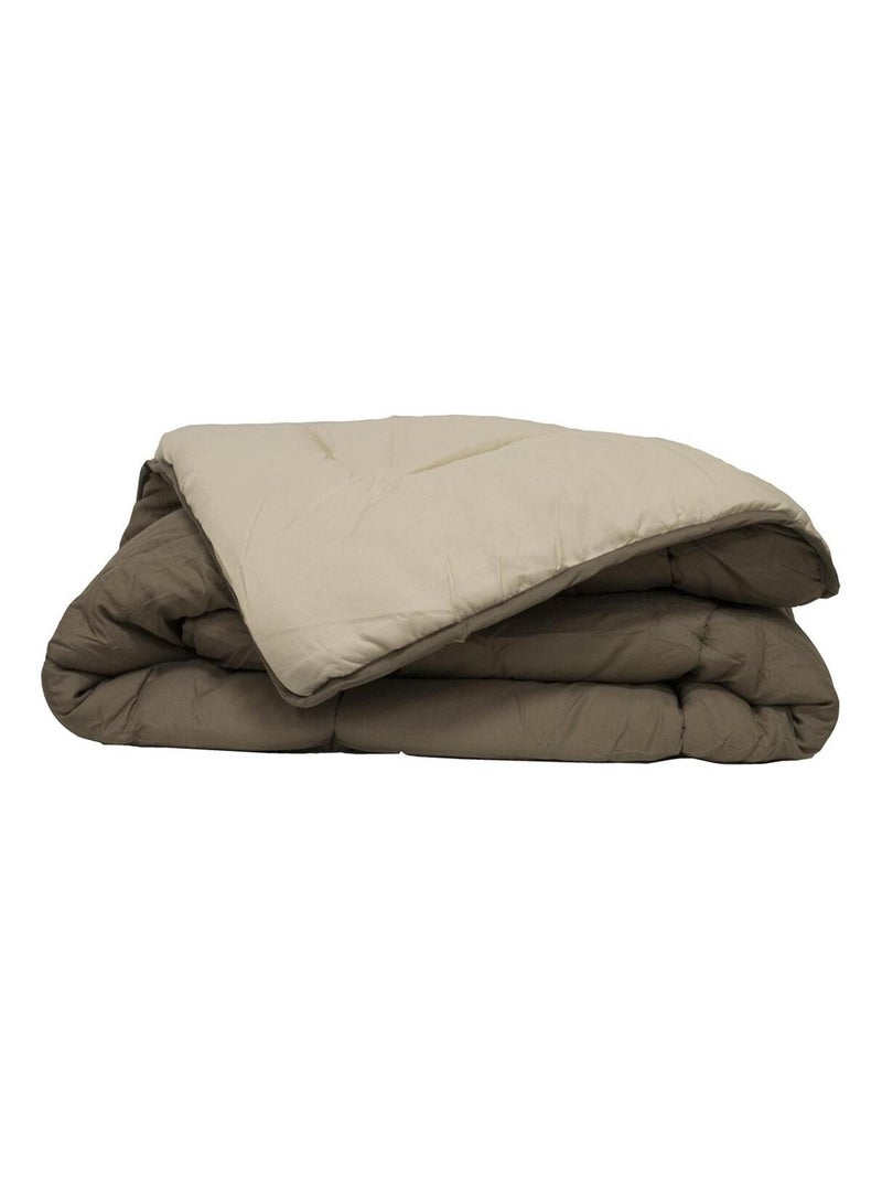 Couette légère réversible bicolore en microfibre 200 gr/m² Taupe - Kiabi