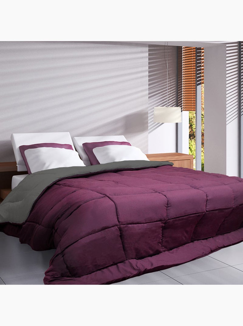 Couette légère réversible bicolore en microfibre 200 gr/m² Violet prune - Kiabi