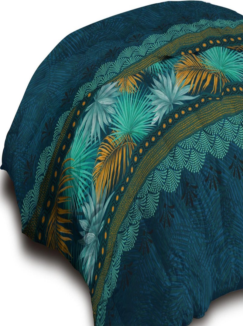 Couette microfibre 220x240 - Imprimée double-face - 550 grs/m2 - Paraiso Bleu Vert - Kiabi