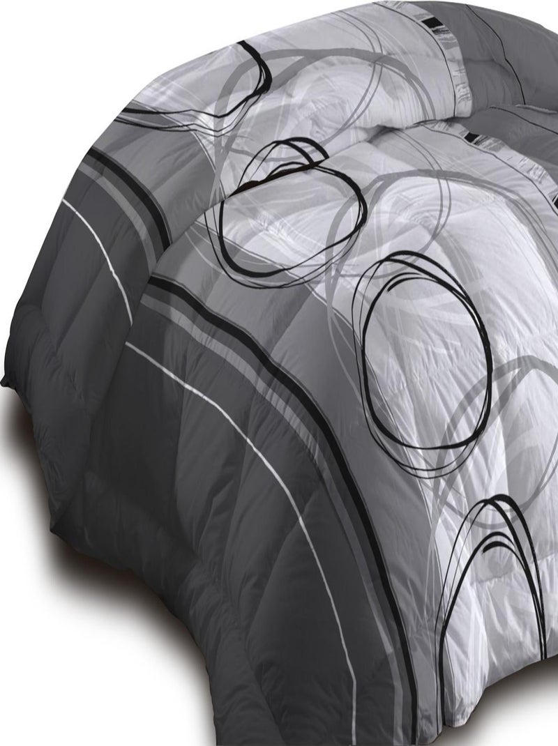 Couette microfibre 220x240 - Imprimée double-face - 550 grs/m2 - Roue libre gris Gris Blanc - Kiabi