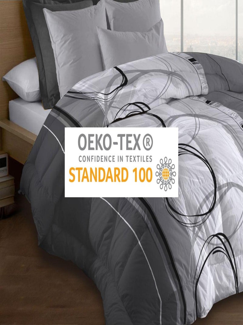 Couette microfibre 220x240 - Imprimée double-face - 550 grs/m2 - Roue libre gris Gris Blanc - Kiabi