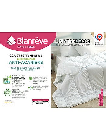 Couette Microfibre 240 x 220 cm – Anti-Acarien – 300 g/m² – Fabriquée en France