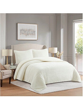 Couette polaire microfibre doublé sherpa BICOLORE, par Soleil d'ocre