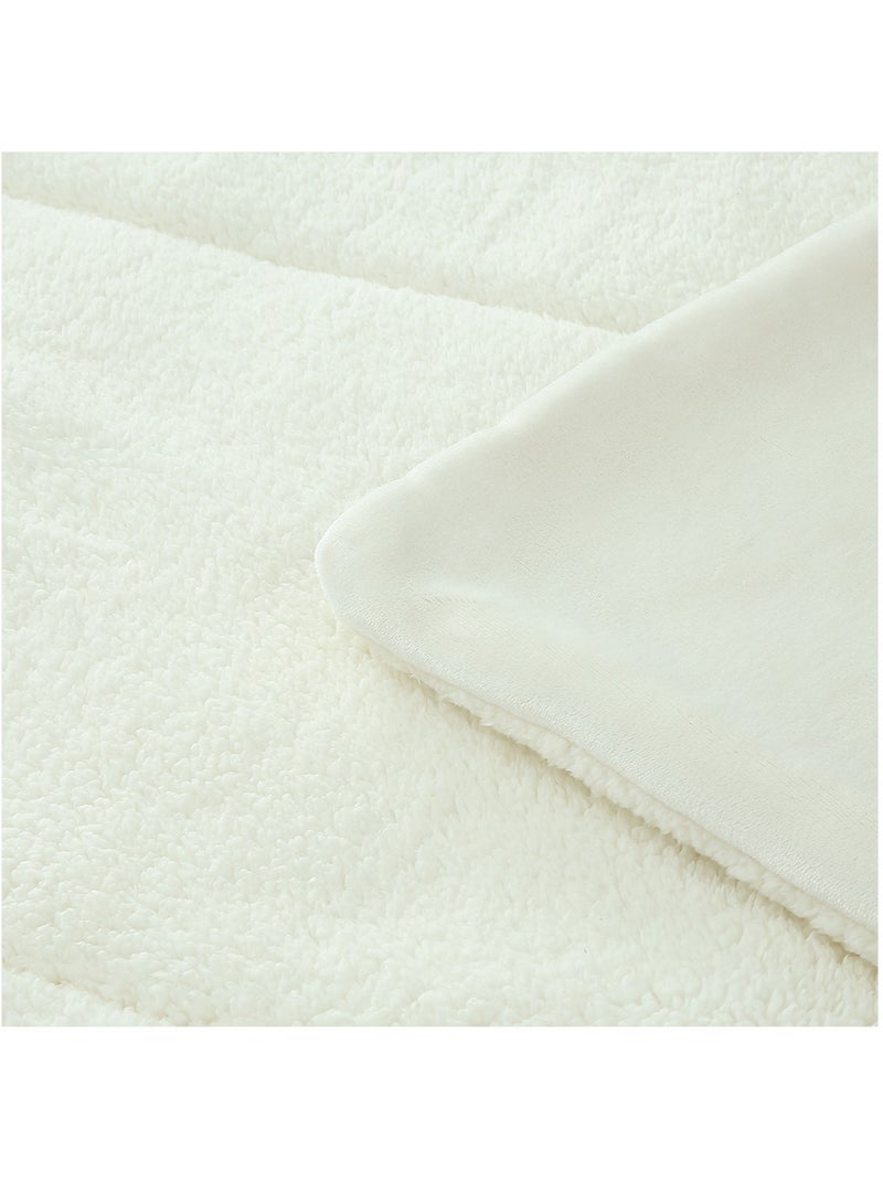 Couette polaire microfibre doublé sherpa BICOLORE, par Soleil d'ocre Ecru - Kiabi