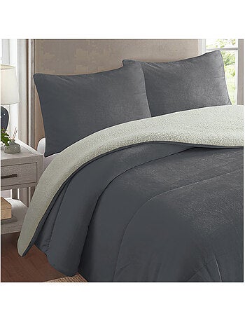 Couette polaire microfibre doublé sherpa BICOLORE, par Soleil d'ocre