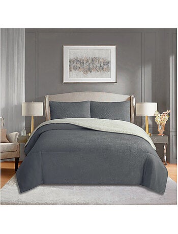 Couette polaire microfibre doublé sherpa BICOLORE, par Soleil d'ocre