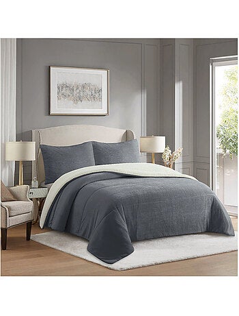 Couette polaire microfibre doublé sherpa BICOLORE, par Soleil d'ocre