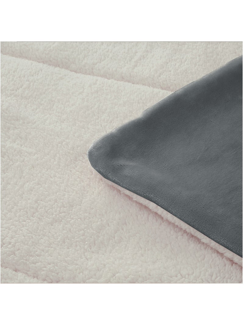 Couette polaire microfibre doublé sherpa BICOLORE, par Soleil d'ocre gris anthracite - Kiabi