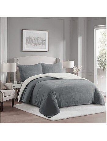 Couette polaire microfibre doublé sherpa BICOLORE, par Soleil d'ocre