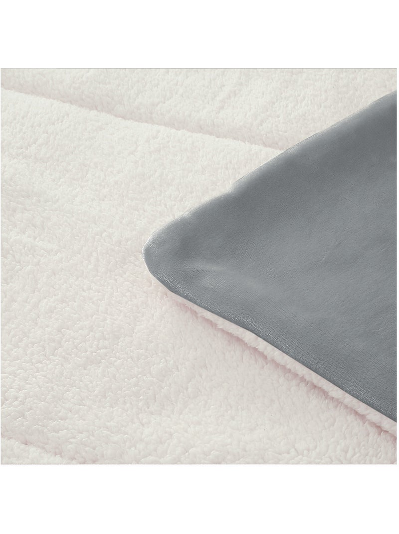 Couette polaire microfibre doublé sherpa BICOLORE, par Soleil d'ocre Gris - Kiabi