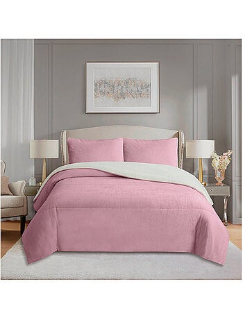 Couette polaire microfibre doublé sherpa BICOLORE, par Soleil d'ocre