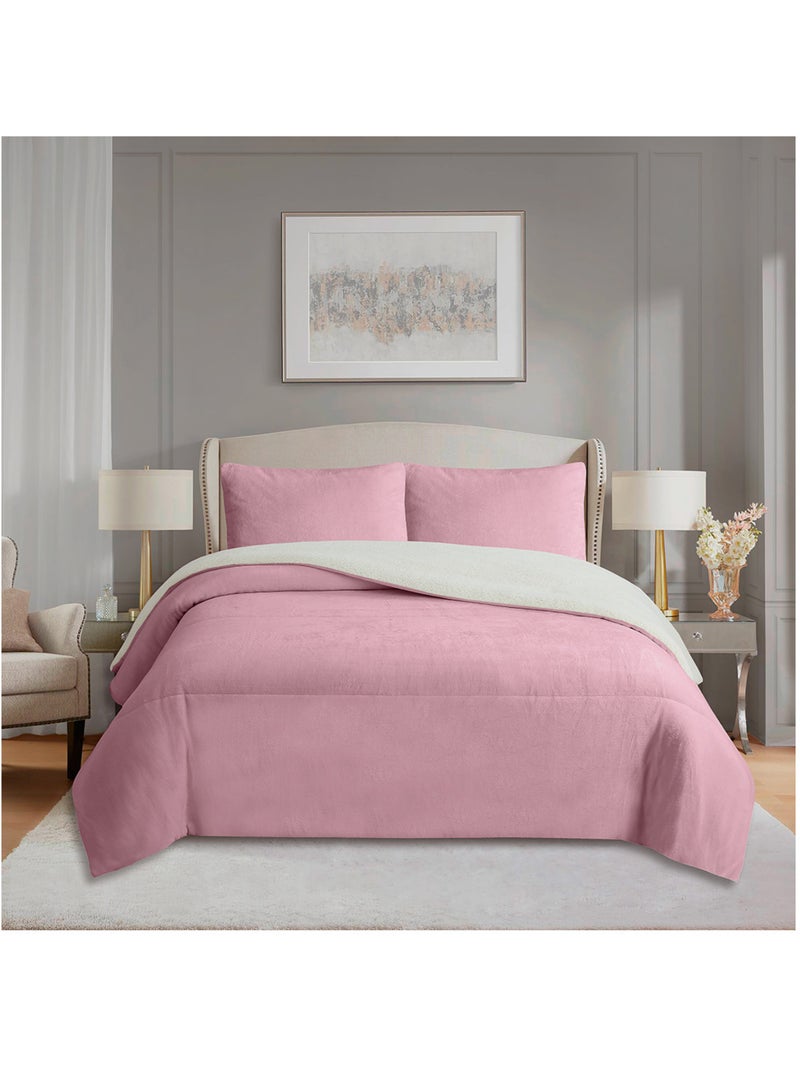 Couette polaire microfibre doublé sherpa BICOLORE, par Soleil d'ocre Rose - Kiabi